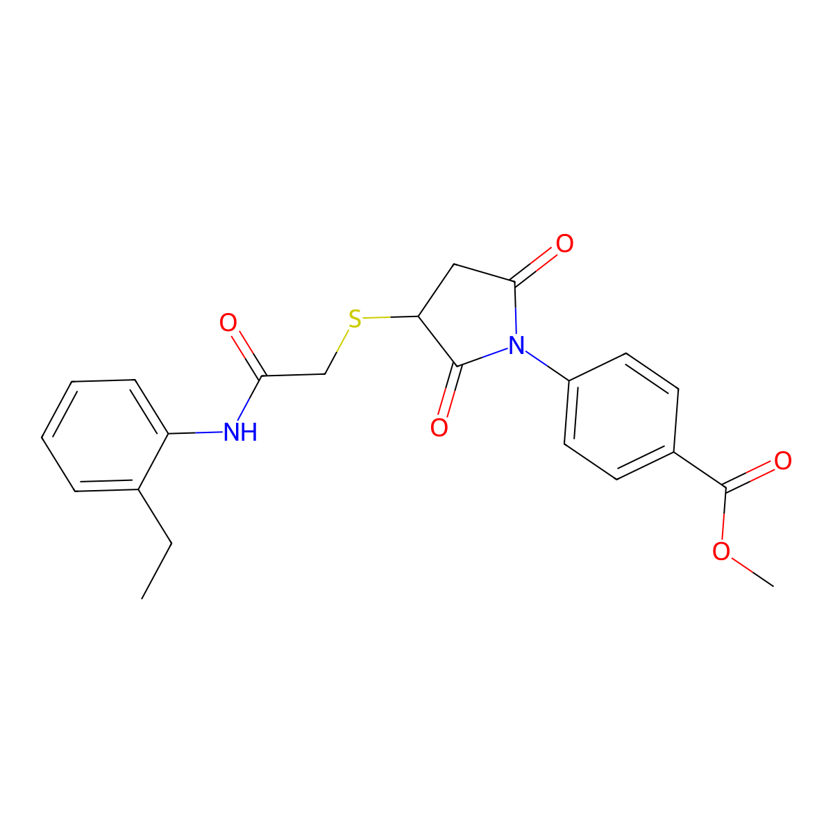 Methyl 4-[3-[2-(2-ethylanilino)-2-oxoethyl]sulfanyl-2,5-dioxopyrrolidin-1-yl]benzoate molecular structure, CAS 714262-71-2