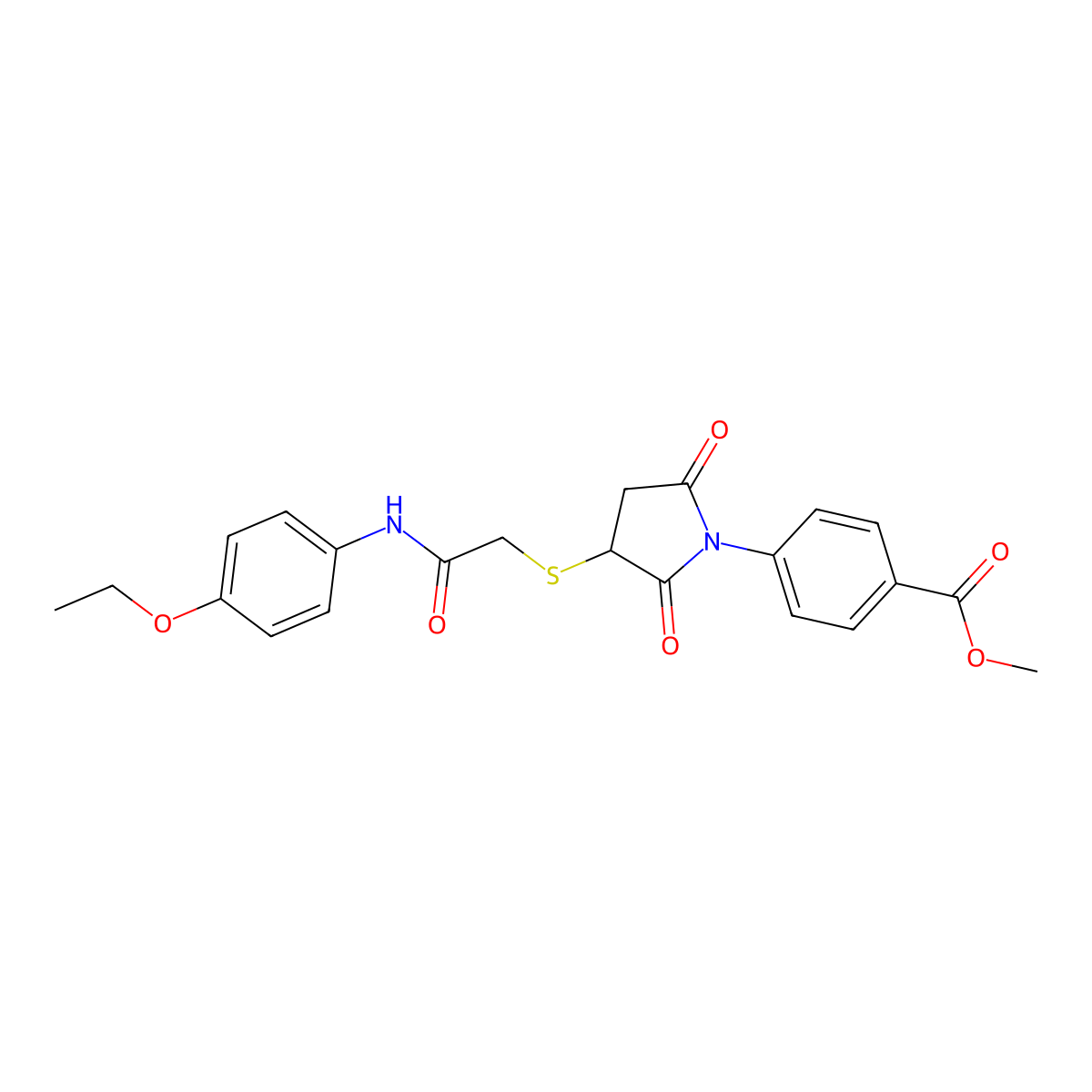Methyl 4-[3-[2-(4-ethoxyanilino)-2-oxoethyl]sulfanyl-2,5-dioxopyrrolidin-1-yl]benzoate molecular structure, CAS 714262-72-3