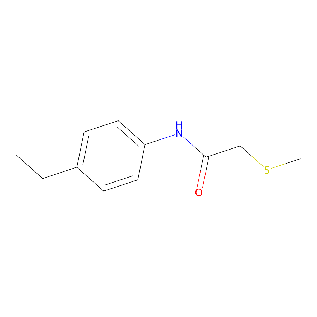acetamide,N-(4-ethylphenyl)-2-(methylthio)- molecular structure, CAS 714262-82-5