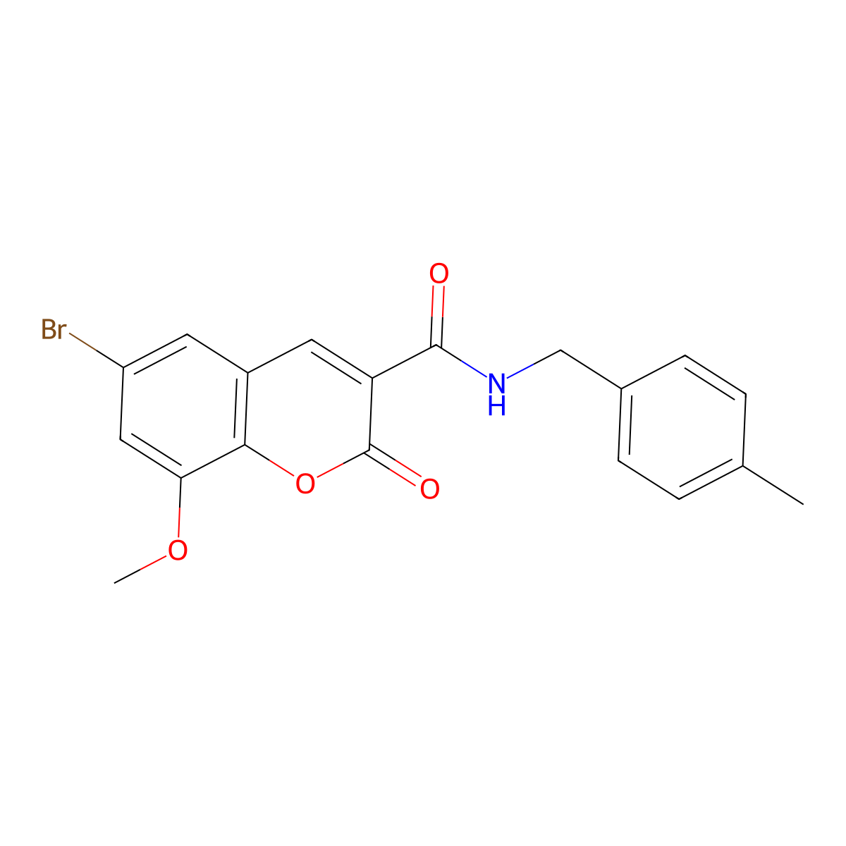 6-bromo-8-methoxy-N-[(4-methylphenyl)methyl]-2-oxo-2H-chromene-3-carboxamide molecular structure, CAS 714262-91-6