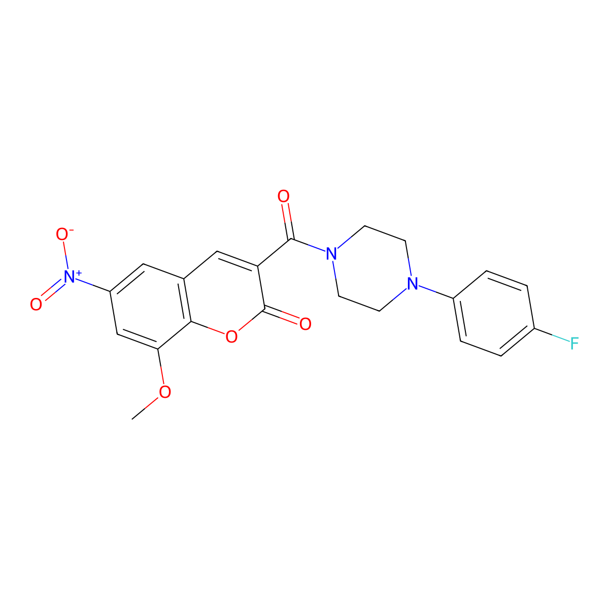 3-[4-(4-fluorophenyl)piperazine-1-carbonyl]-8-methoxy-6-nitro-2H-chromen-2-one molecular structure, CAS 714262-97-2