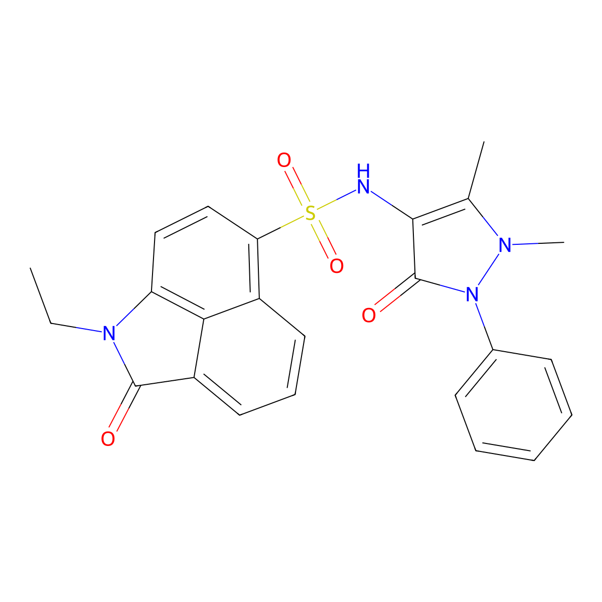 N-(1,5-dimethyl-3-oxo-2-phenyl-2,3-dihydro-1H-pyrazol-4-yl)-1-ethyl-2-oxo-1,2-dihydrobenzo[cd]indole-6-sulfonamide molecular structure, CAS 714263-10-2