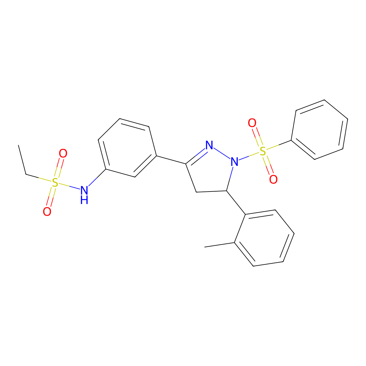 N-[3-[2-(benzenesulfonyl)-3-(2-methylphenyl)-3,4-dihydropyrazol-5-yl]phenyl]ethanesulfonamide molecular structure, CAS 714263-25-9