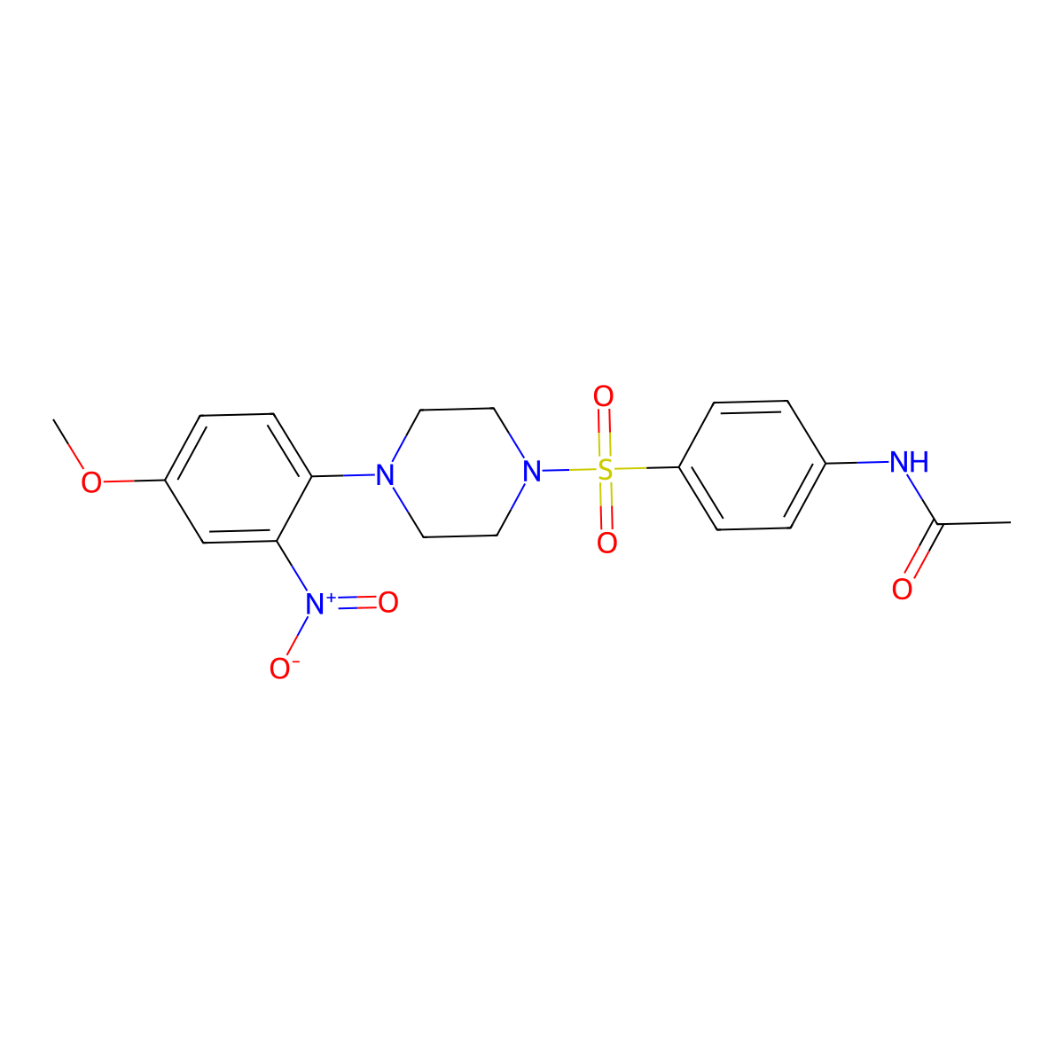 N-[4-[4-(4-methoxy-2-nitrophenyl)piperazin-1-yl]sulfonylphenyl]acetamide molecular structure, CAS 714263-46-4