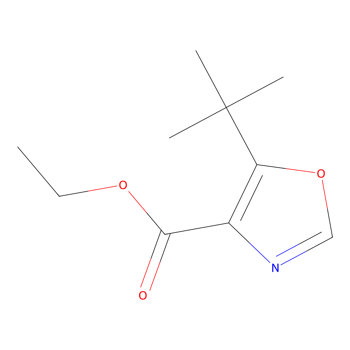 Ethyl 5-tert-butyl-1,3-oxazole-4-carboxylate molecular structure, CAS 714273-89-9