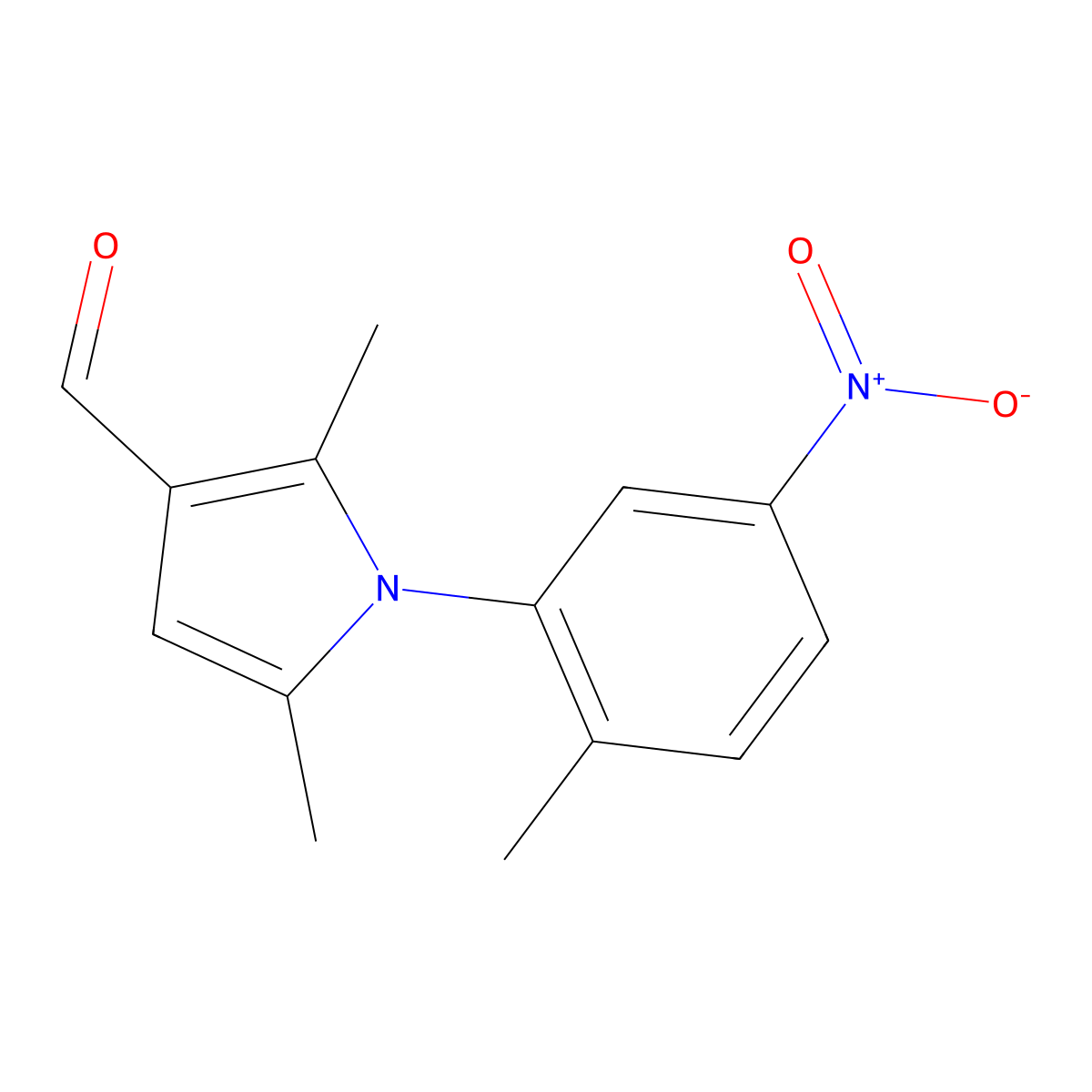 2,5-dimethyl-1-(2-methyl-5-nitrophenyl)-1H-pyrrole-3-carbaldehyde molecular structure, CAS 714278-11-2