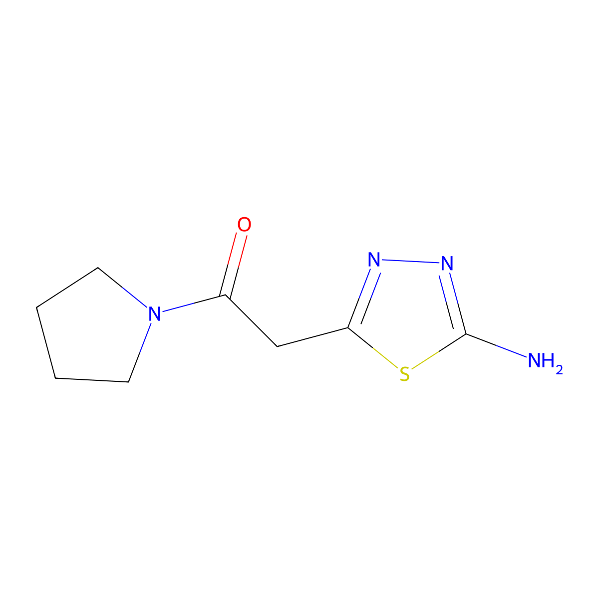 2-(5-Amino-[1,3,4]thiadiazol-2-yl)-1-pyrrolidin-1-yl-ethanone molecular structure, CAS 714278-22-5
