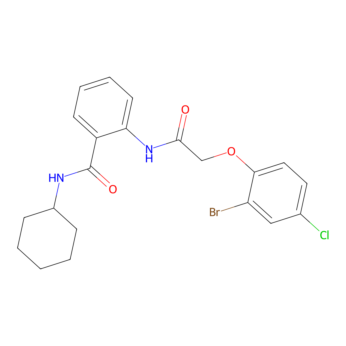 2-{[(2-bromo-4-chlorophenoxy)acetyl]amino}-N-cyclohexylbenzamide molecular structure, CAS 714278-38-3