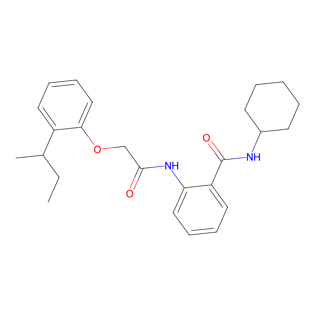 2-{[(2-sec-butylphenoxy)acetyl]amino}-N-cyclohexylbenzamide molecular structure, CAS 714278-40-7