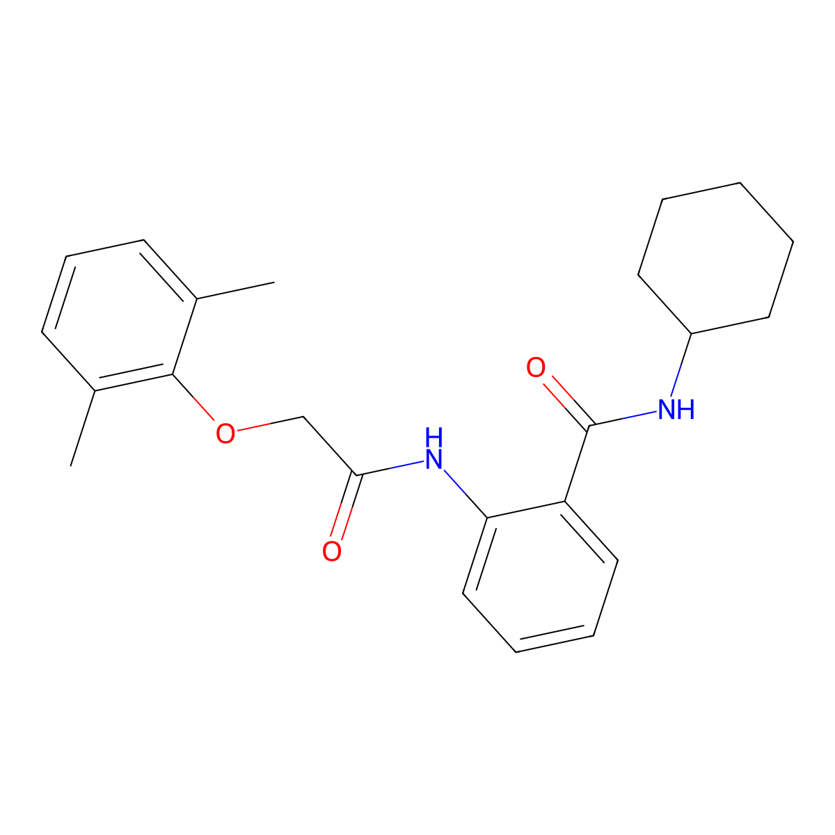 N-cyclohexyl-2-{[(2,6-dimethylphenoxy)acetyl]amino}benzamide molecular structure, CAS 714278-41-8