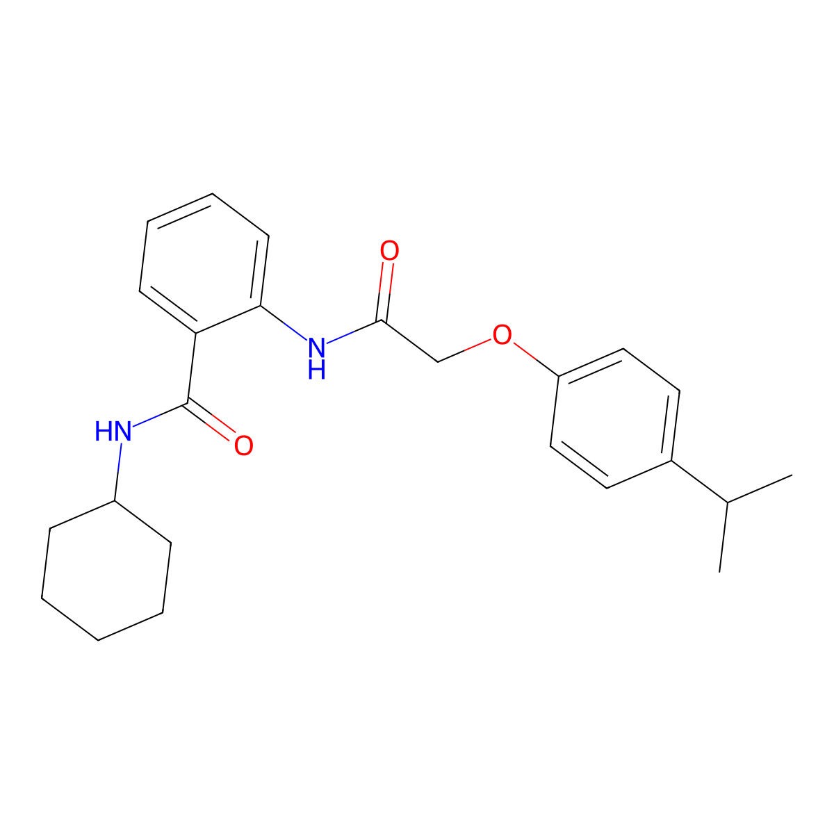 N-cyclohexyl-2-{[(4-isopropylphenoxy)acetyl]amino}benzamide molecular structure, CAS 714278-42-9
