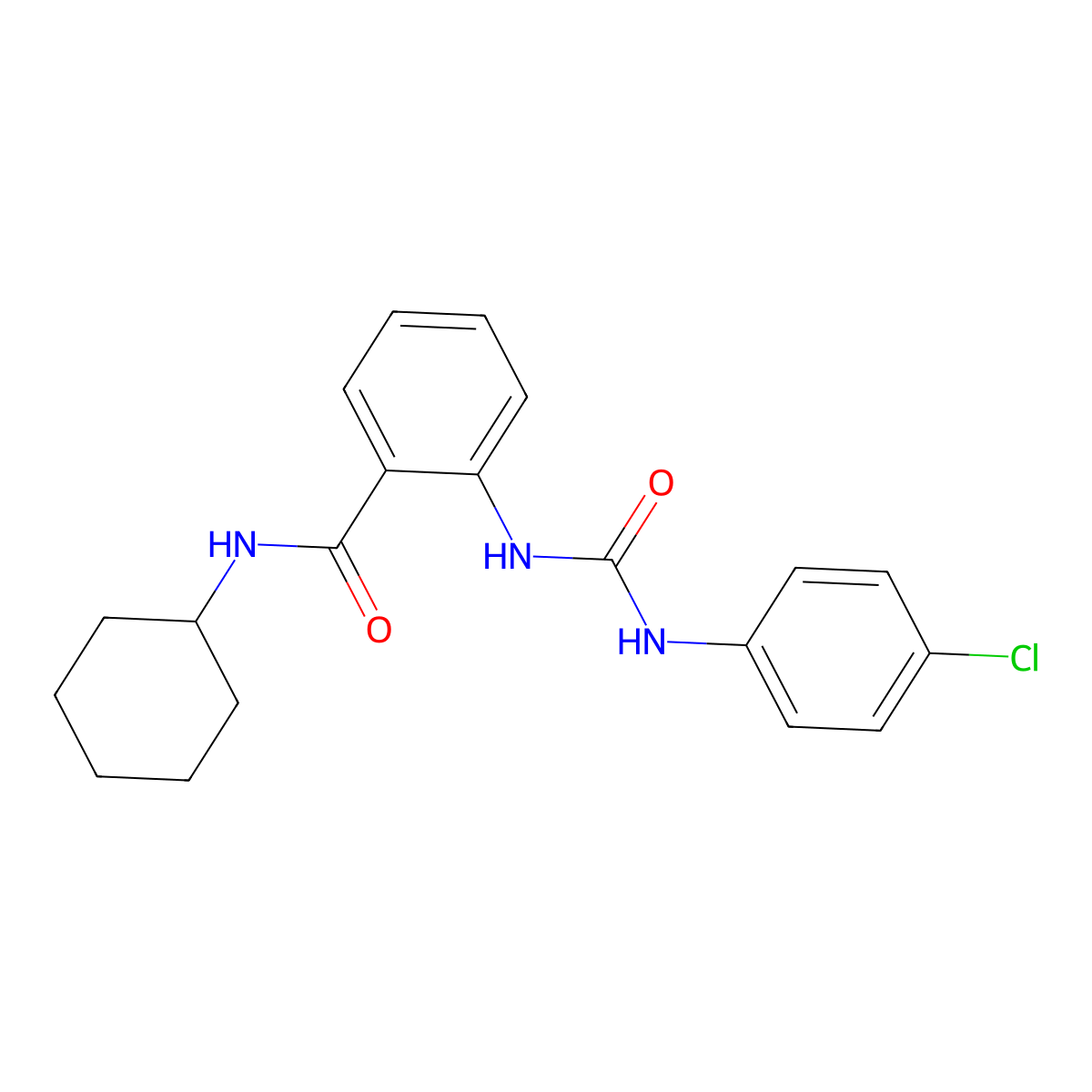 2-[(4-chlorophenyl)carbamoylamino]-N-cyclohexylbenzamide molecular structure, CAS 714278-46-3
