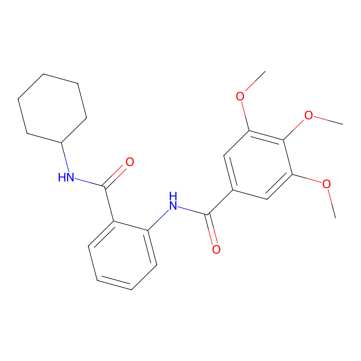 N-[2-(cyclohexylcarbamoyl)phenyl]-3,4,5-trimethoxybenzamide molecular structure, CAS 714278-52-1