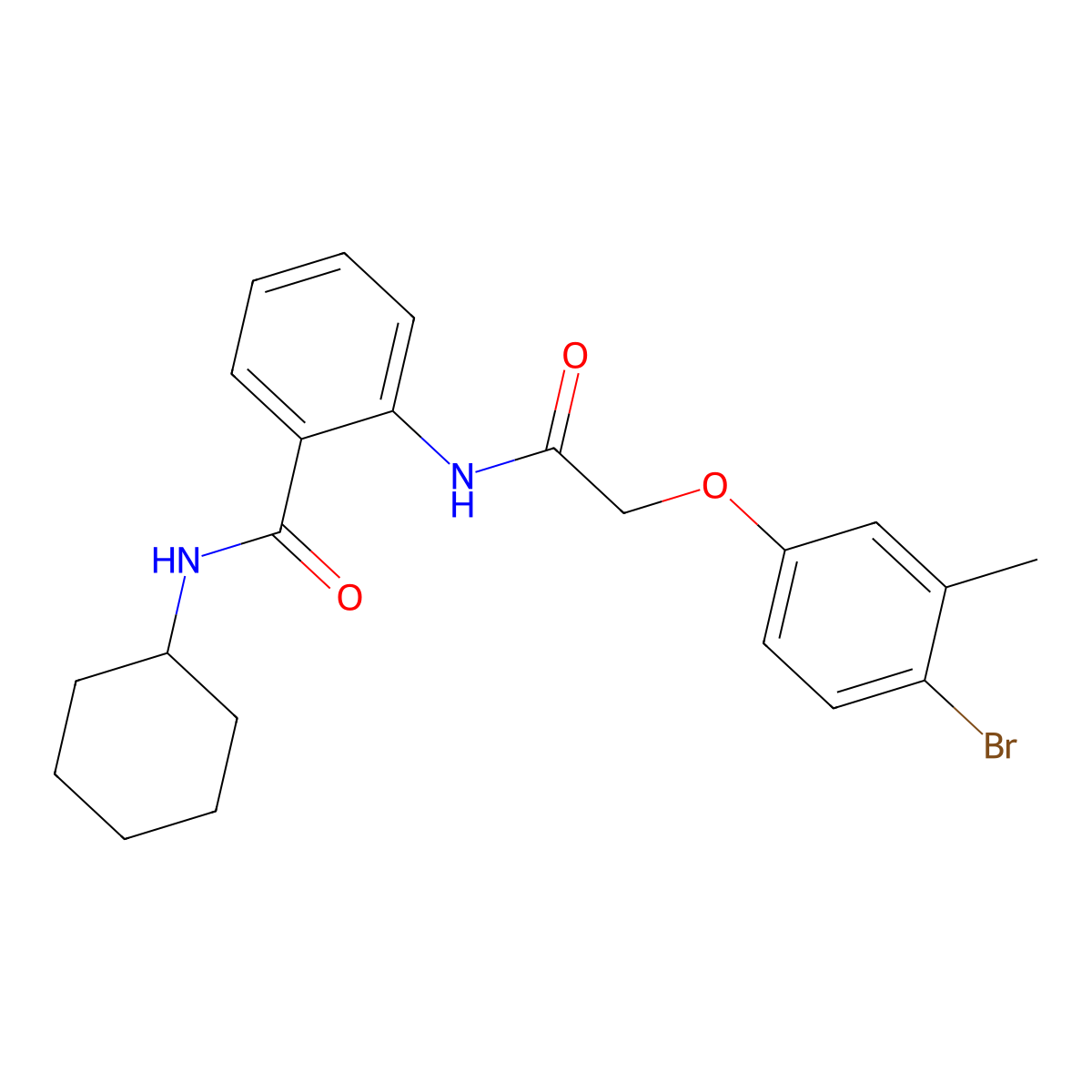 2-{[(4-bromo-3-methylphenoxy)acetyl]amino}-N-cyclohexylbenzamide molecular structure, CAS 714278-57-6