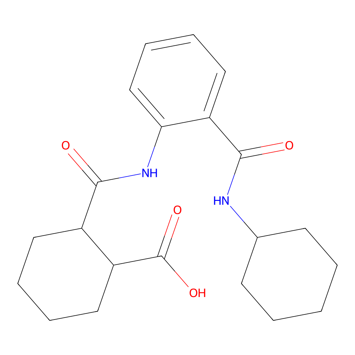 2-({2-[(Cyclohexylamino)carbonyl]anilino}carbonyl)cyclohexanecarboxylic acid molecular structure, CAS 714278-58-7