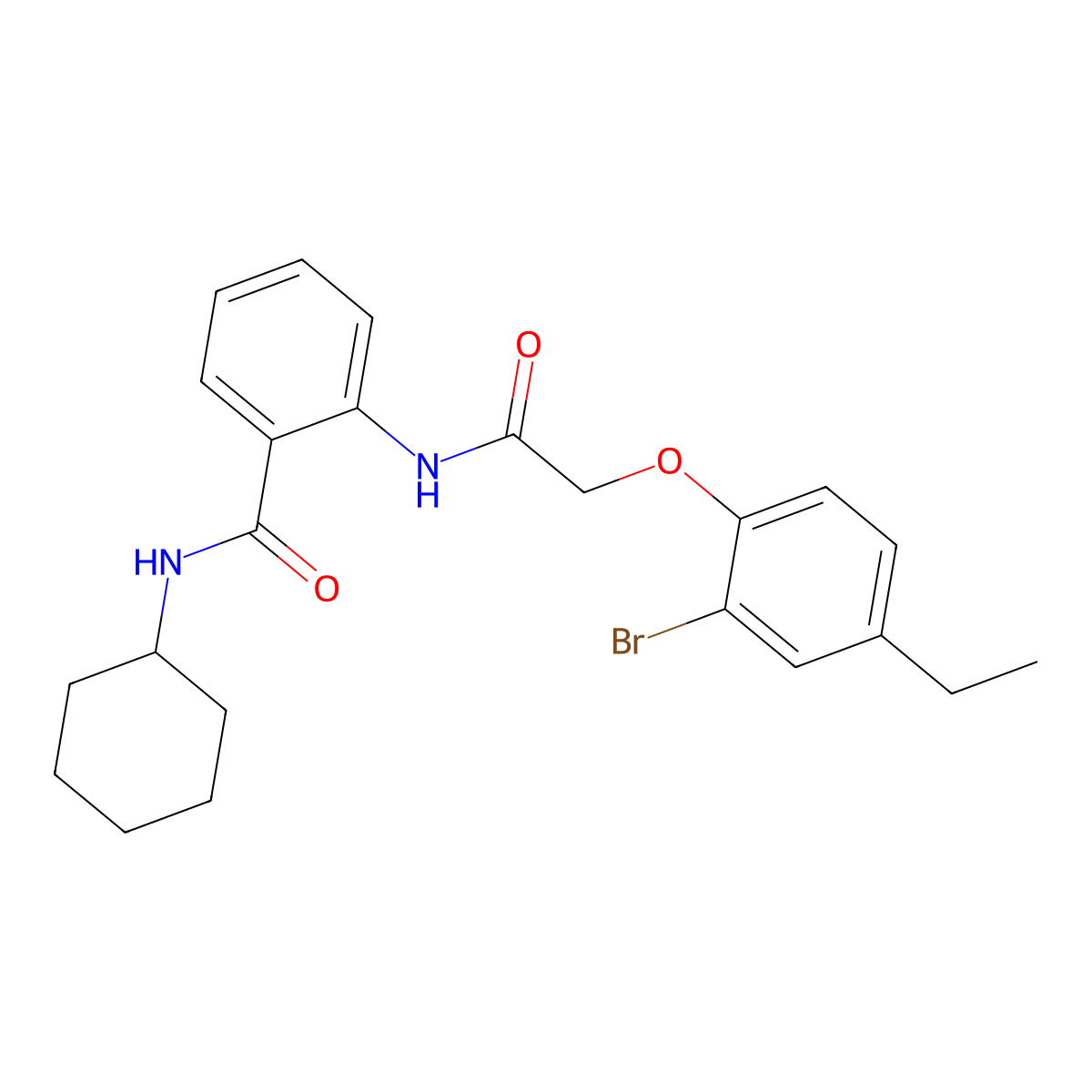 2-{[(2-bromo-4-ethylphenoxy)acetyl]amino}-N-cyclohexylbenzamide molecular structure, CAS 714278-60-1