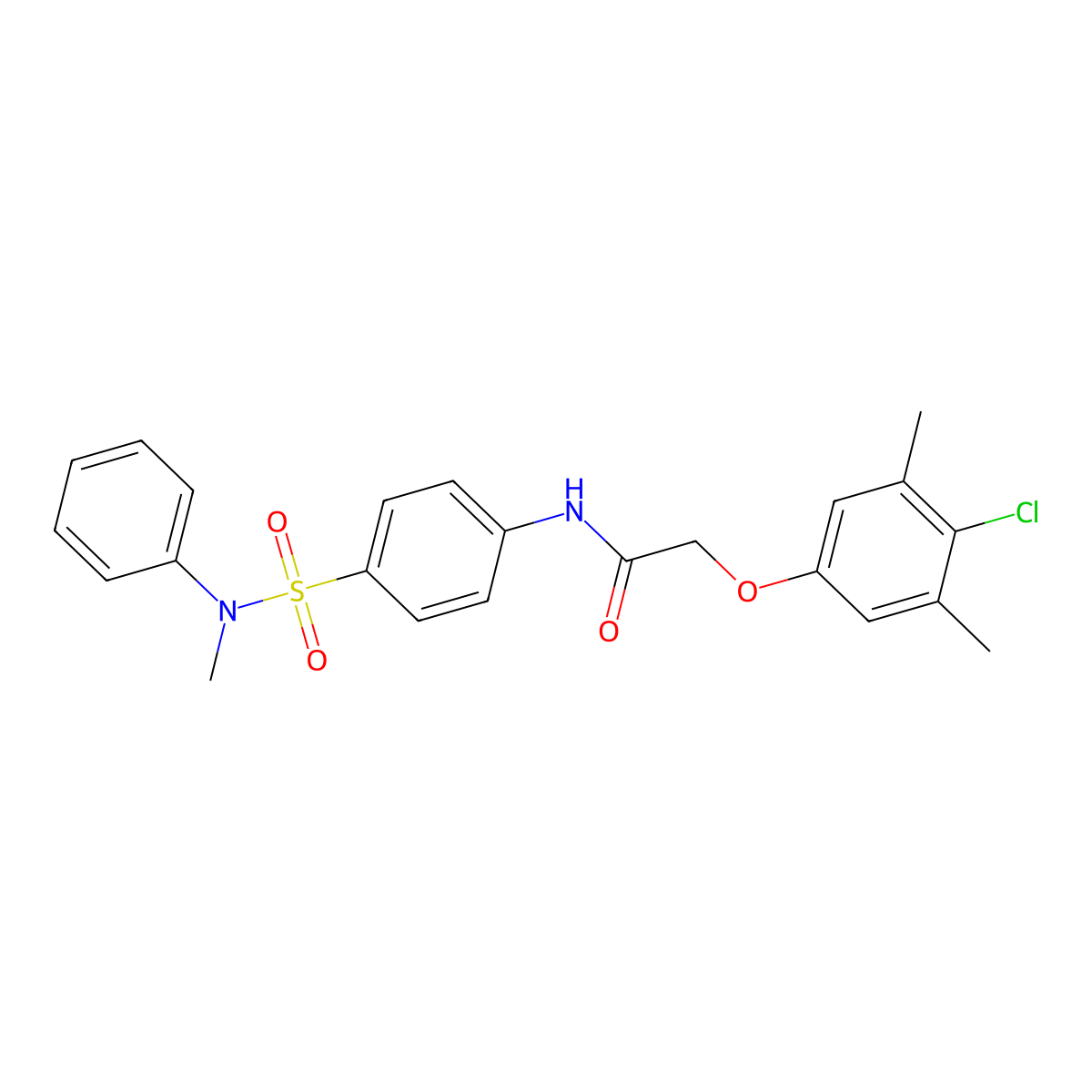 2-(4-chloro-3,5-dimethylphenoxy)-N-[4-[methyl(phenyl)sulfamoyl]phenyl]acetamide molecular structure, CAS 714278-62-3