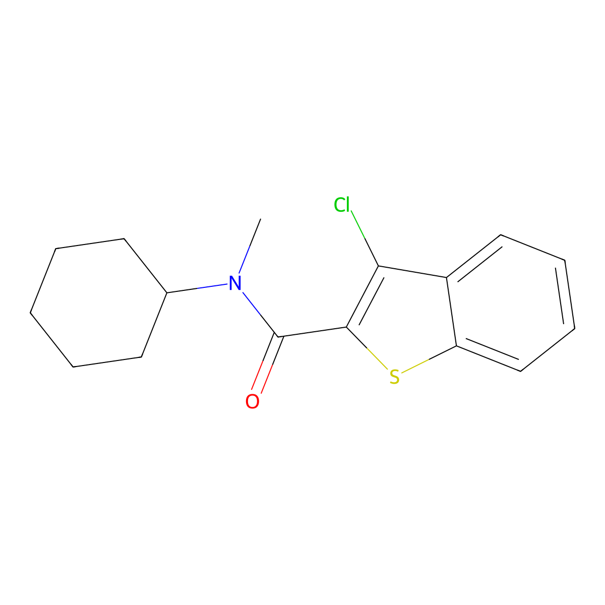 3-chloro-N-cyclohexyl-N-methyl-1-benzothiophene-2-carboxamide molecular structure, CAS 714278-93-0