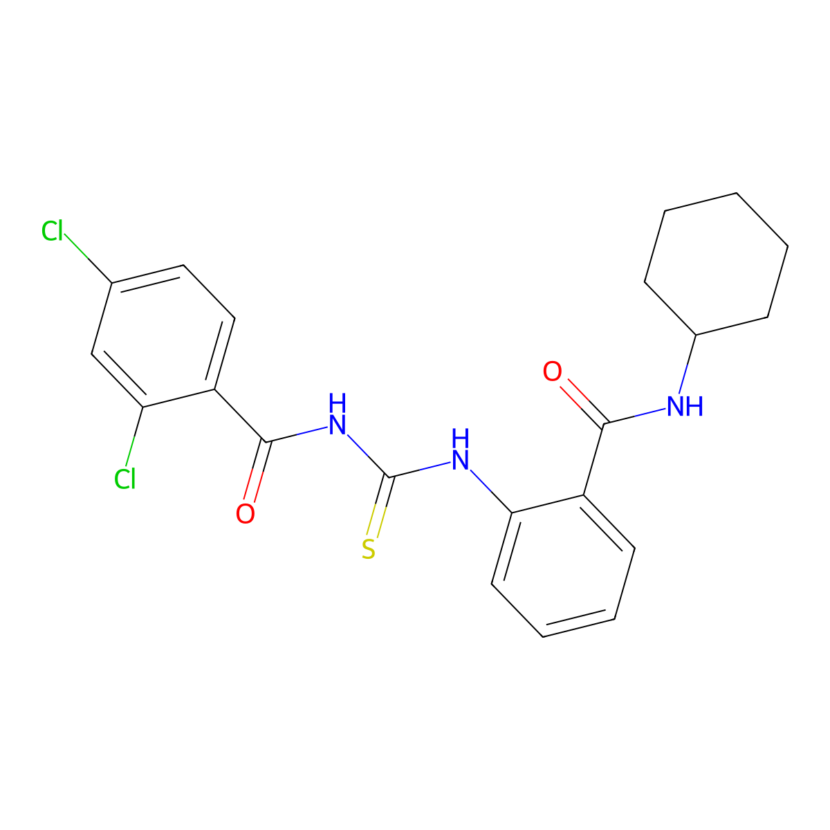 2,4-dichloro-N-[[2-(cyclohexylcarbamoyl)phenyl]carbamothioyl]benzamide molecular structure, CAS 714278-99-6