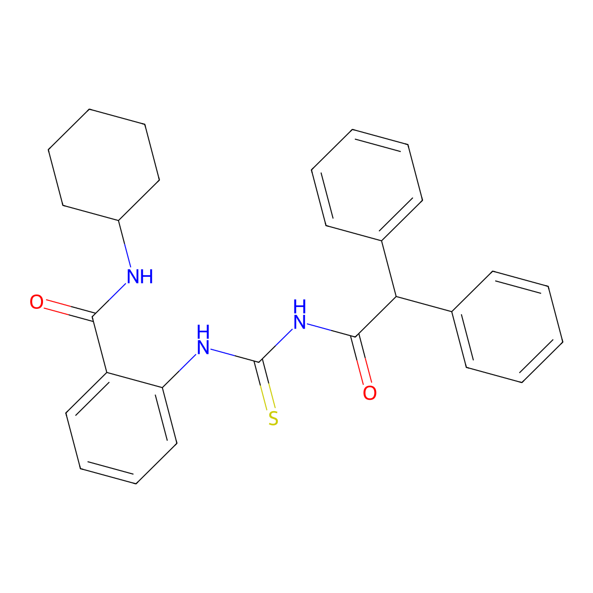 N-cyclohexyl-2-[(2,2-diphenylacetyl)carbamothioylamino]benzamide molecular structure, CAS 714279-02-4