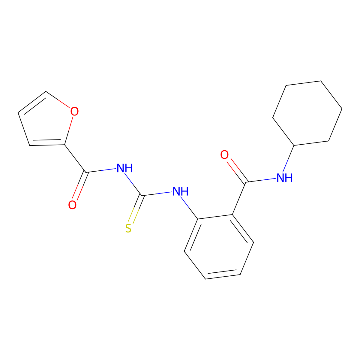 N-[[2-(cyclohexylcarbamoyl)phenyl]carbamothioyl]furan-2-carboxamide molecular structure, CAS 714279-03-5