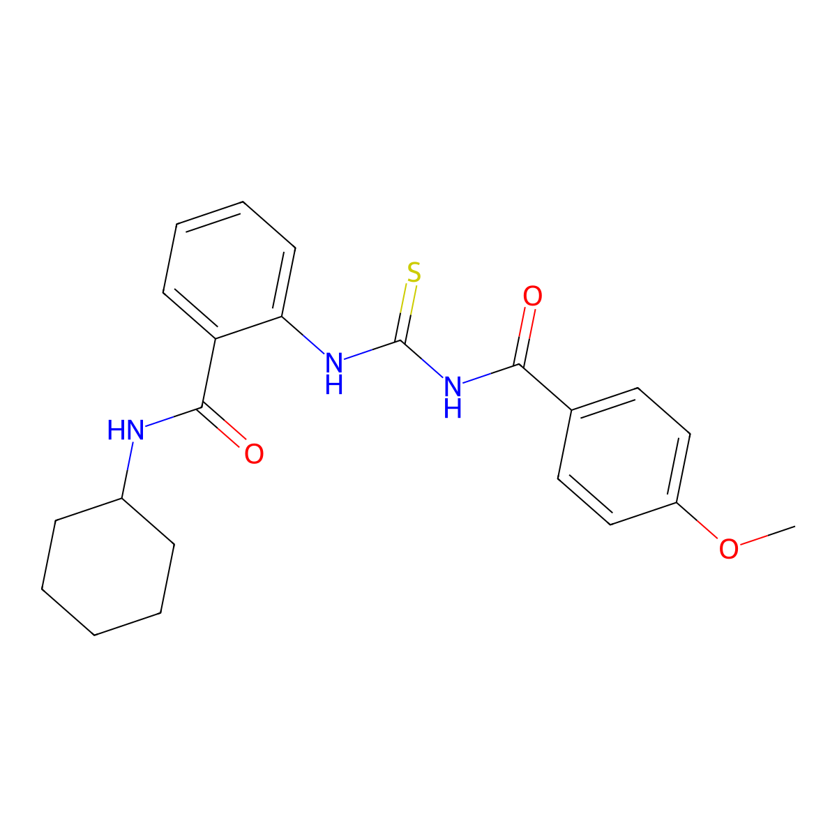 N-cyclohexyl-2-[(4-methoxybenzoyl)carbamothioylamino]benzamide molecular structure, CAS 714279-04-6