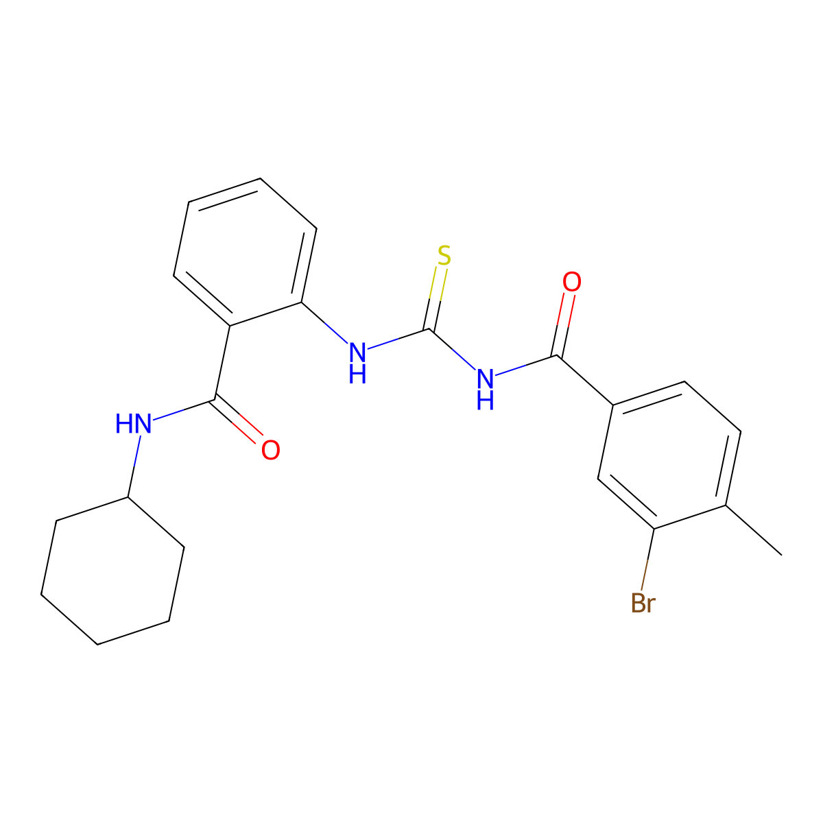 3-bromo-N-[[2-(cyclohexylcarbamoyl)phenyl]carbamothioyl]-4-methylbenzamide molecular structure, CAS 714279-05-7