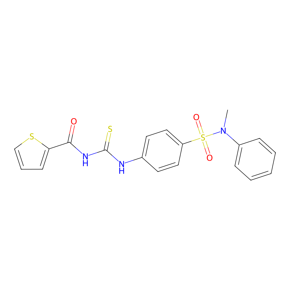 N-[[4-[methyl(phenyl)sulfamoyl]phenyl]carbamothioyl]thiophene-2-carboxamide molecular structure, CAS 714279-08-0
