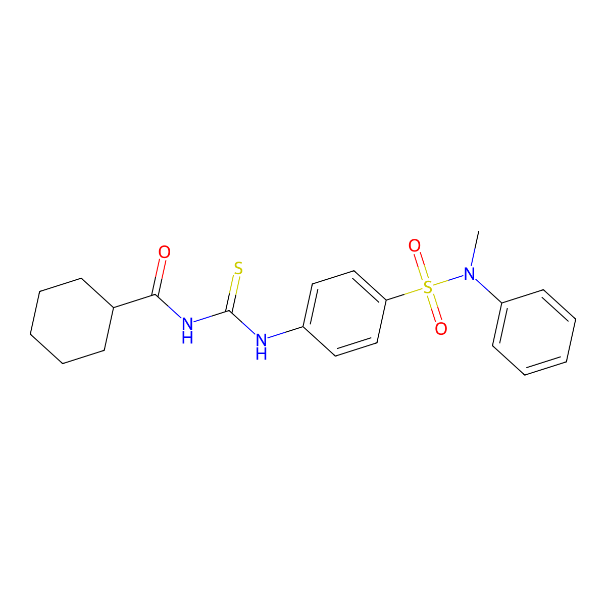 N-[[4-[methyl(phenyl)sulfamoyl]phenyl]carbamothioyl]cyclohexanecarboxamide molecular structure, CAS 714279-10-4
