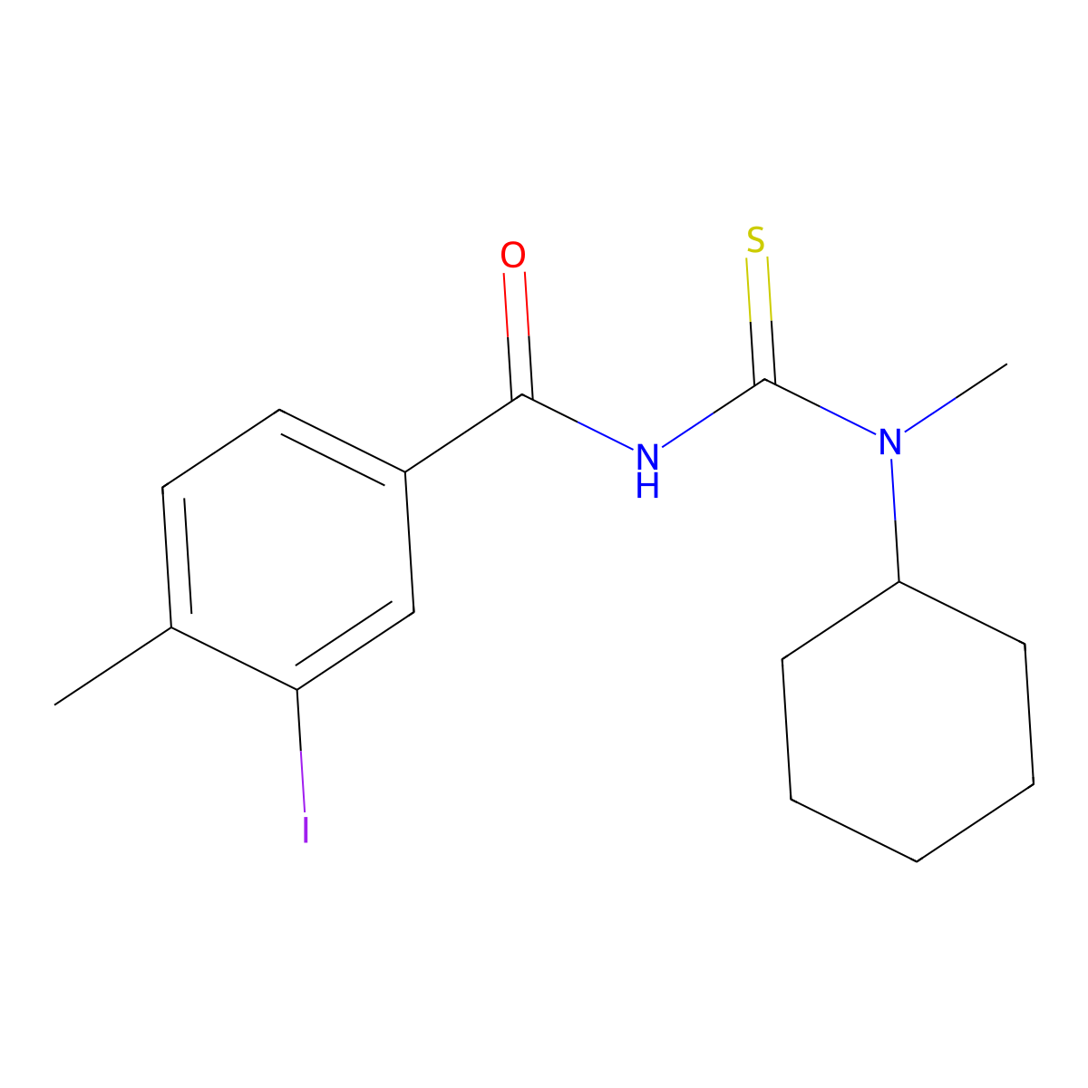 N-[cyclohexyl(methyl)carbamothioyl]-3-iodo-4-methylbenzamide molecular structure, CAS 714279-12-6
