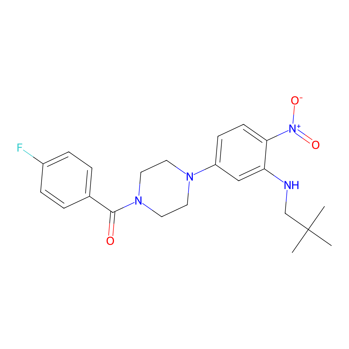 [4-[3-(2,2-Dimethylpropylamino)-4-nitrophenyl]piperazin-1-yl]-(4-fluorophenyl)methanone molecular structure, CAS 714279-15-9