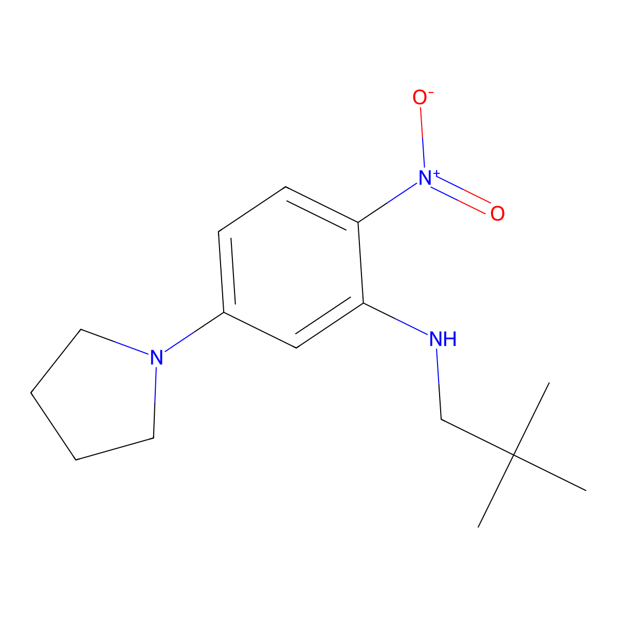 N-(2,2-dimethylpropyl)-2-nitro-5-pyrrolidin-1-ylaniline molecular structure, CAS 714279-16-0
