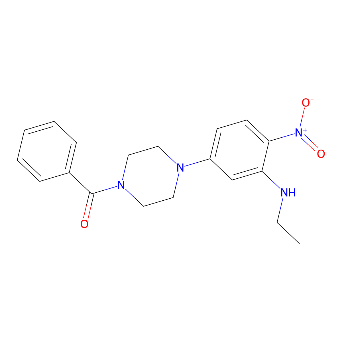 [4-[3-(Ethylamino)-4-nitrophenyl]piperazin-1-yl]-phenylmethanone molecular structure, CAS 714279-20-6
