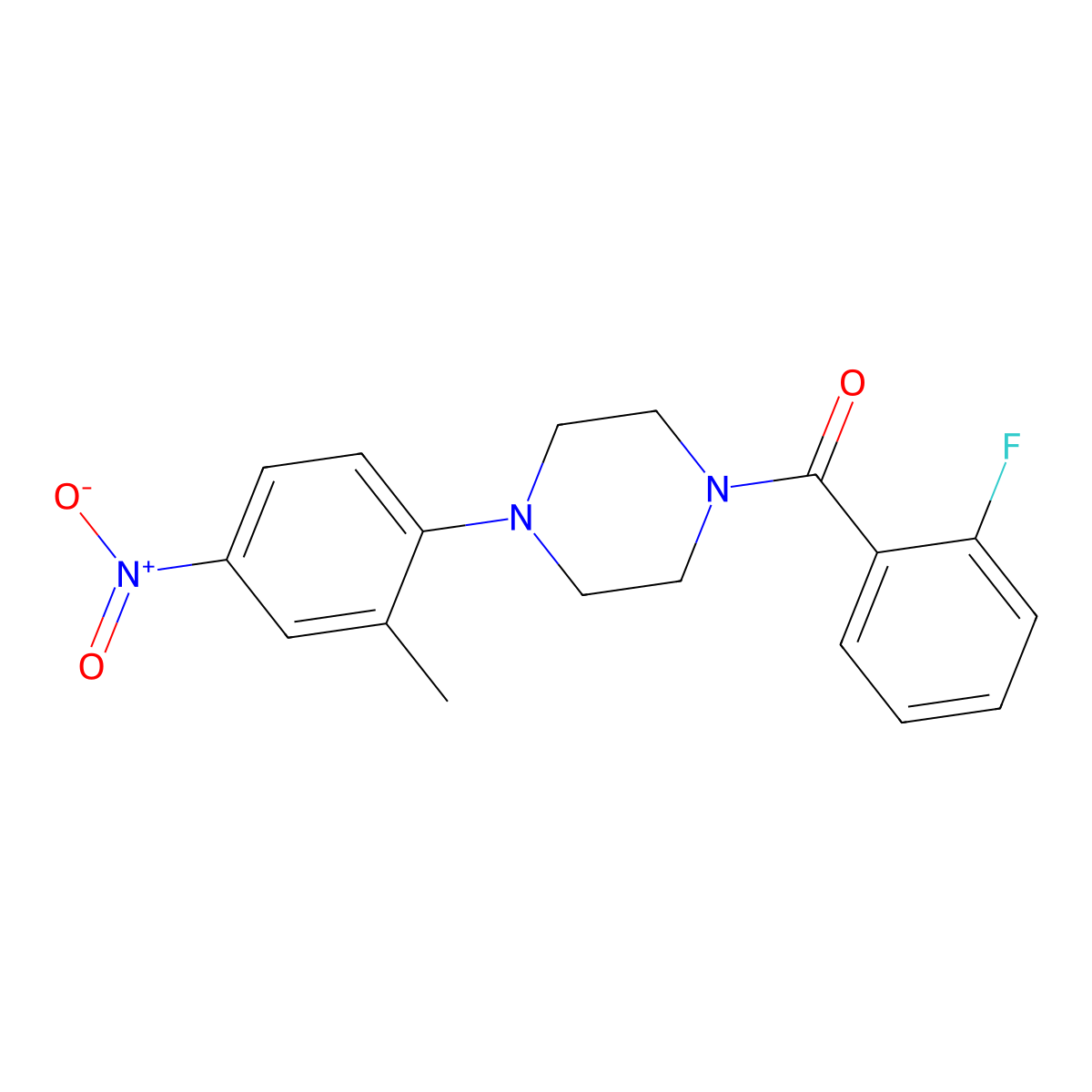 (2-Fluorophenyl)-[4-(2-methyl-4-nitrophenyl)piperazin-1-yl]methanone molecular structure, CAS 714279-22-8