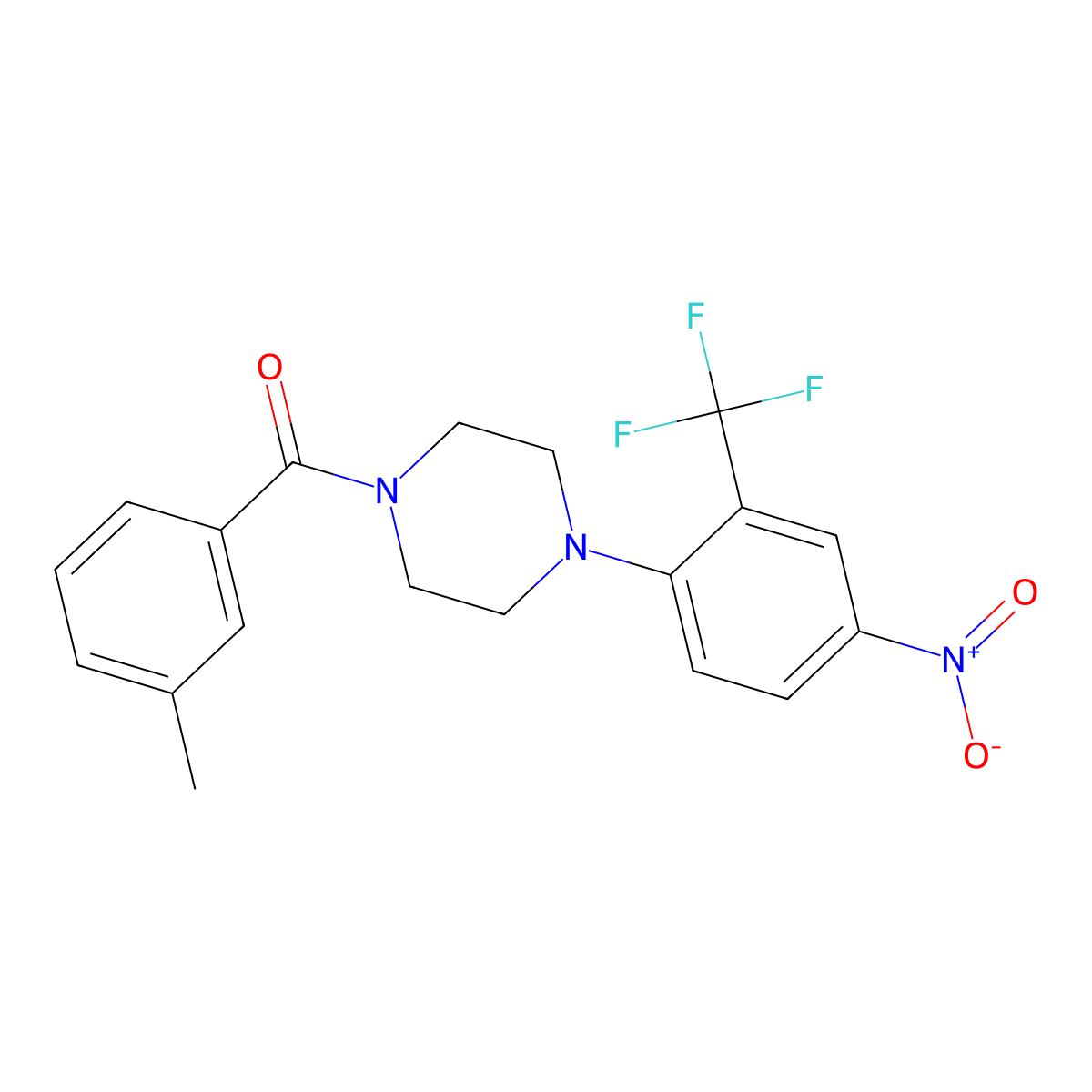 (3-Methylphenyl)-[4-[4-nitro-2-(trifluoromethyl)phenyl]piperazin-1-yl]methanone molecular structure, CAS 714279-23-9