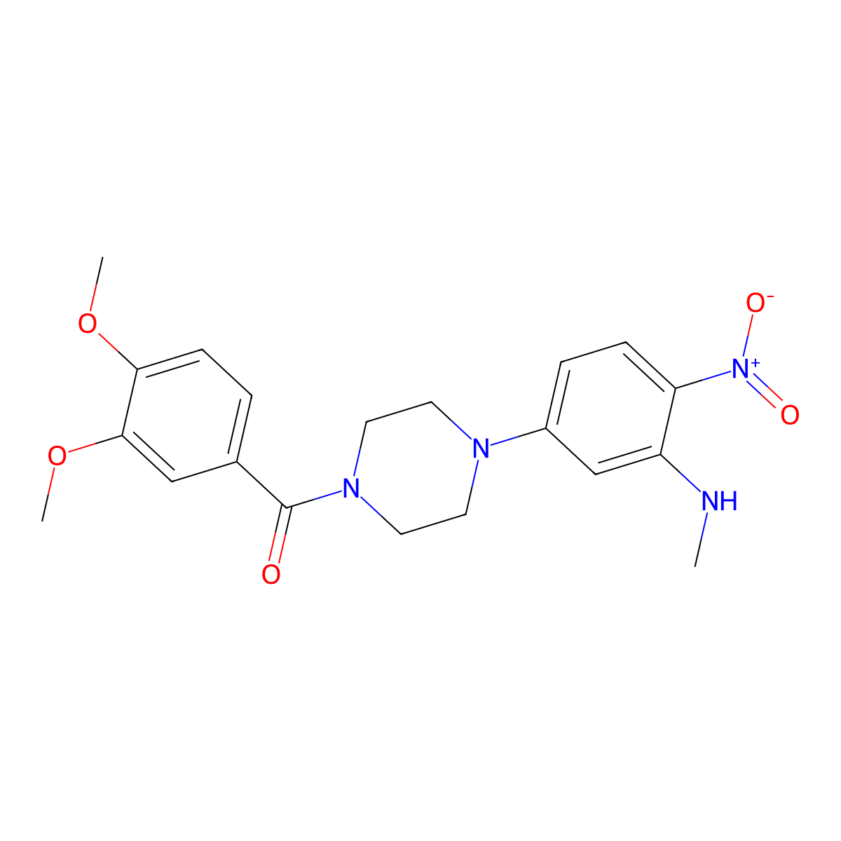 (3,4-Dimethoxyphenyl)-[4-[3-(methylamino)-4-nitrophenyl]piperazin-1-yl]methanone molecular structure, CAS 714279-24-0