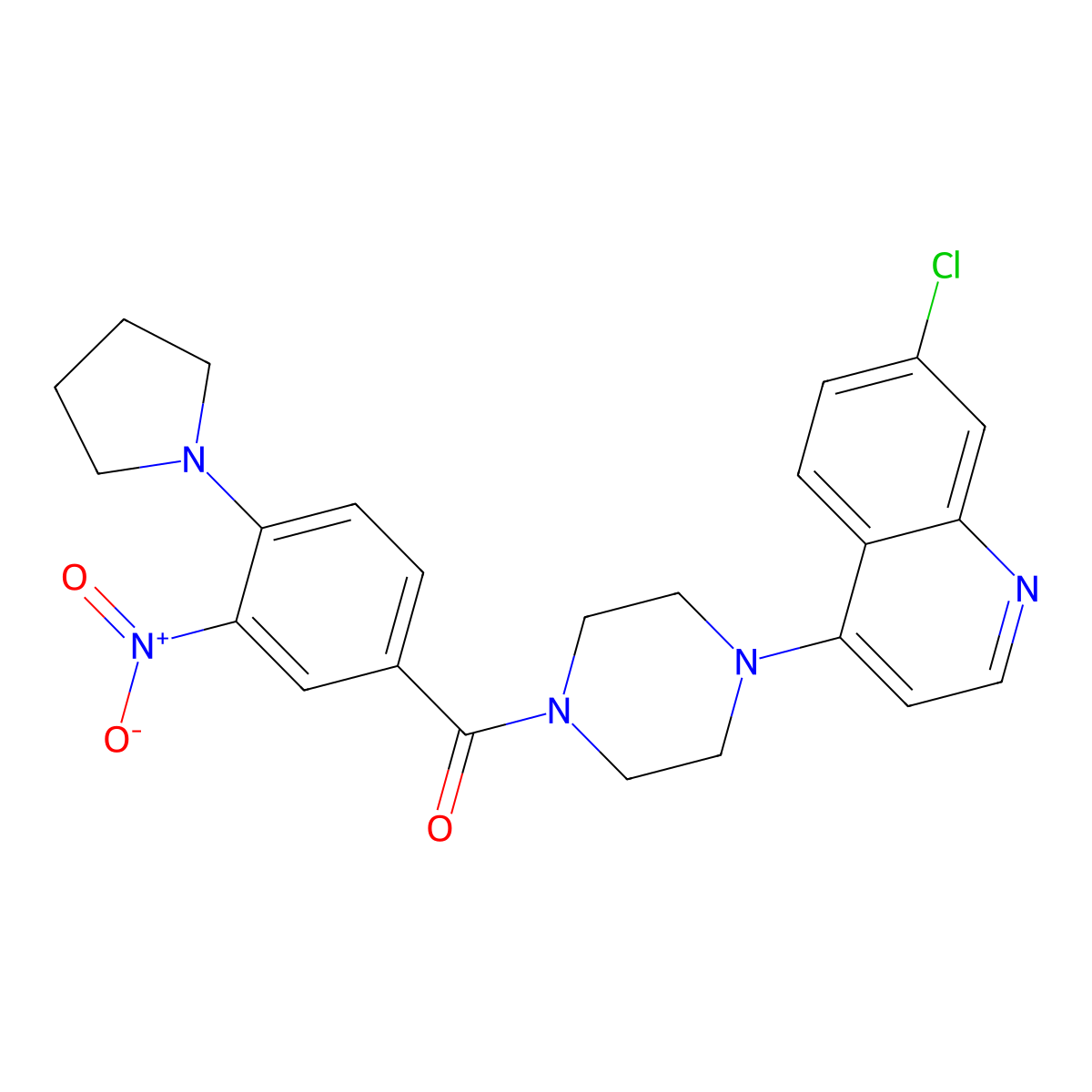 [4-(7-Chloroquinolin-4-yl)piperazin-1-yl]-(3-nitro-4-pyrrolidin-1-ylphenyl)methanone molecular structure, CAS 714279-27-3