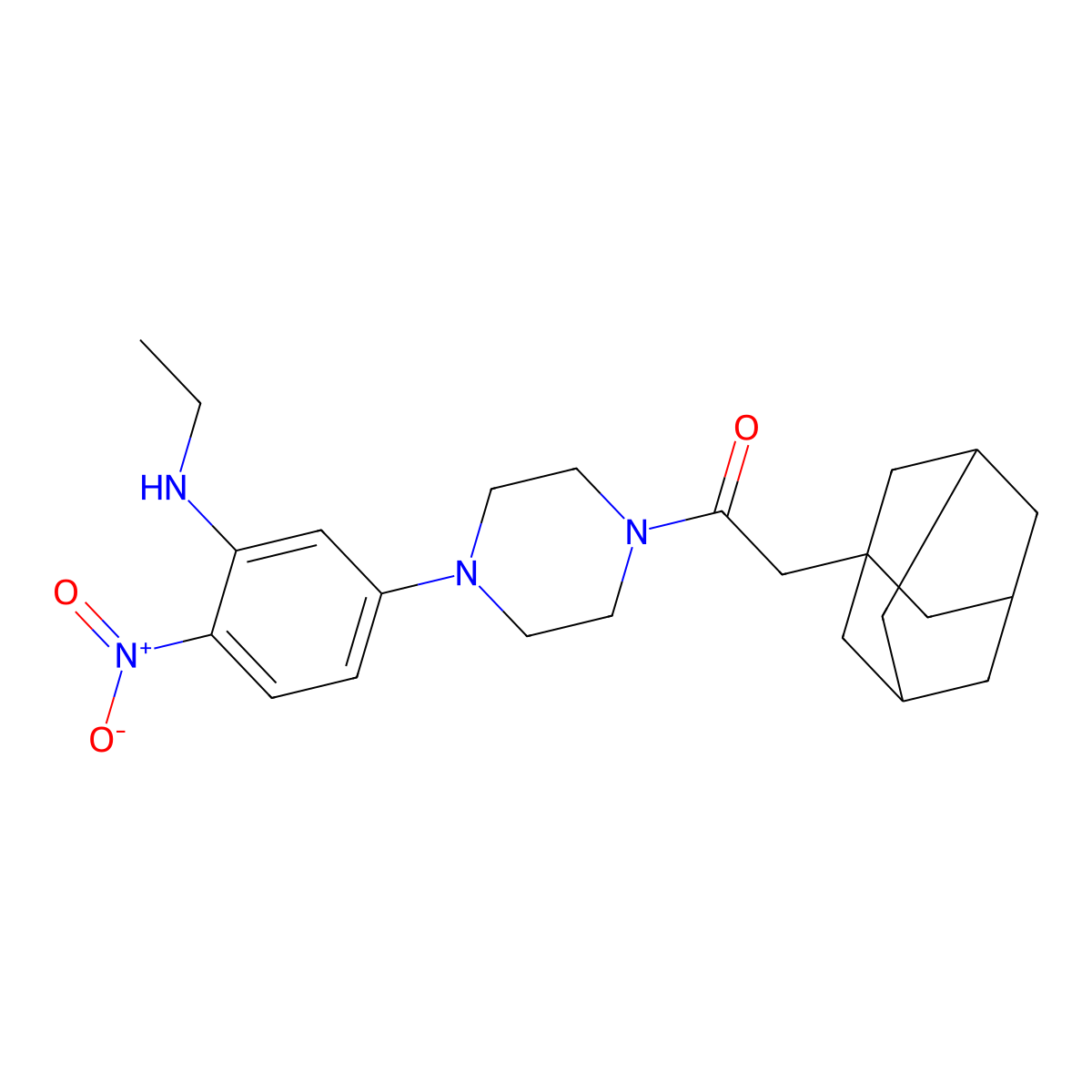 2-(1-Adamantyl)-1-[4-[3-(ethylamino)-4-nitrophenyl]piperazin-1-yl]ethanone molecular structure, CAS 714279-37-5
