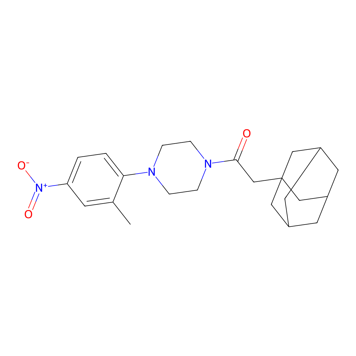 2-(1-Adamantyl)-1-[4-(2-methyl-4-nitrophenyl)piperazin-1-yl]ethanone molecular structure, CAS 714279-38-6
