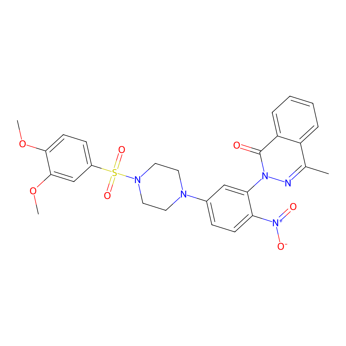 2-[5-[4-(3,4-Dimethoxyphenyl)sulfonylpiperazin-1-yl]-2-nitrophenyl]-4-methylphthalazin-1-one molecular structure, CAS 714279-39-7