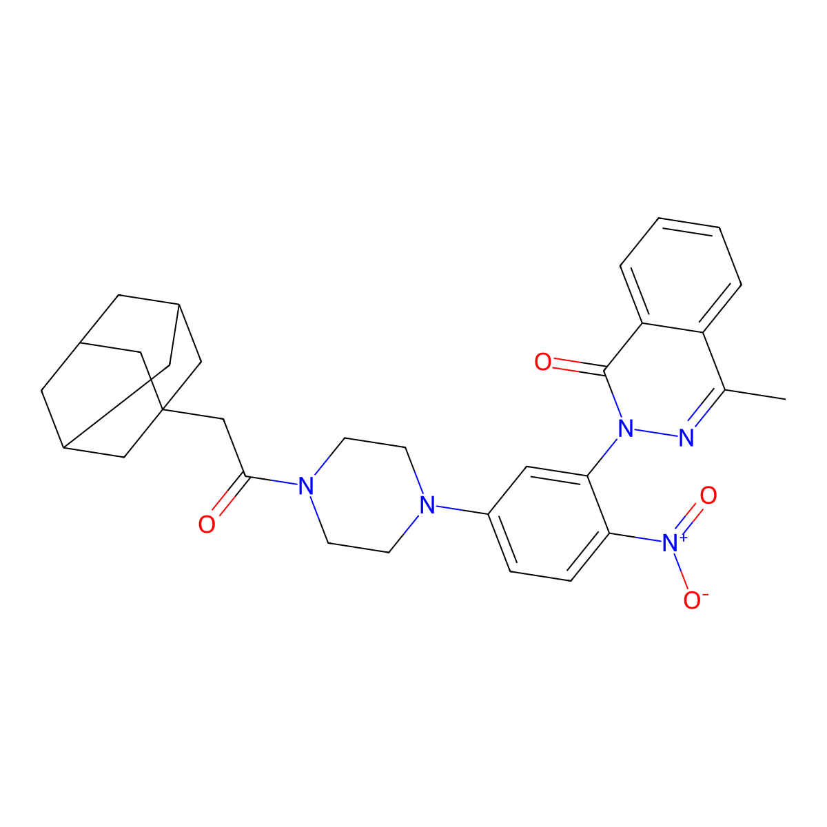 2-[5-[4-[2-(1-Adamantyl)acetyl]piperazin-1-yl]-2-nitrophenyl]-4-methylphthalazin-1-one molecular structure, CAS 714279-40-0