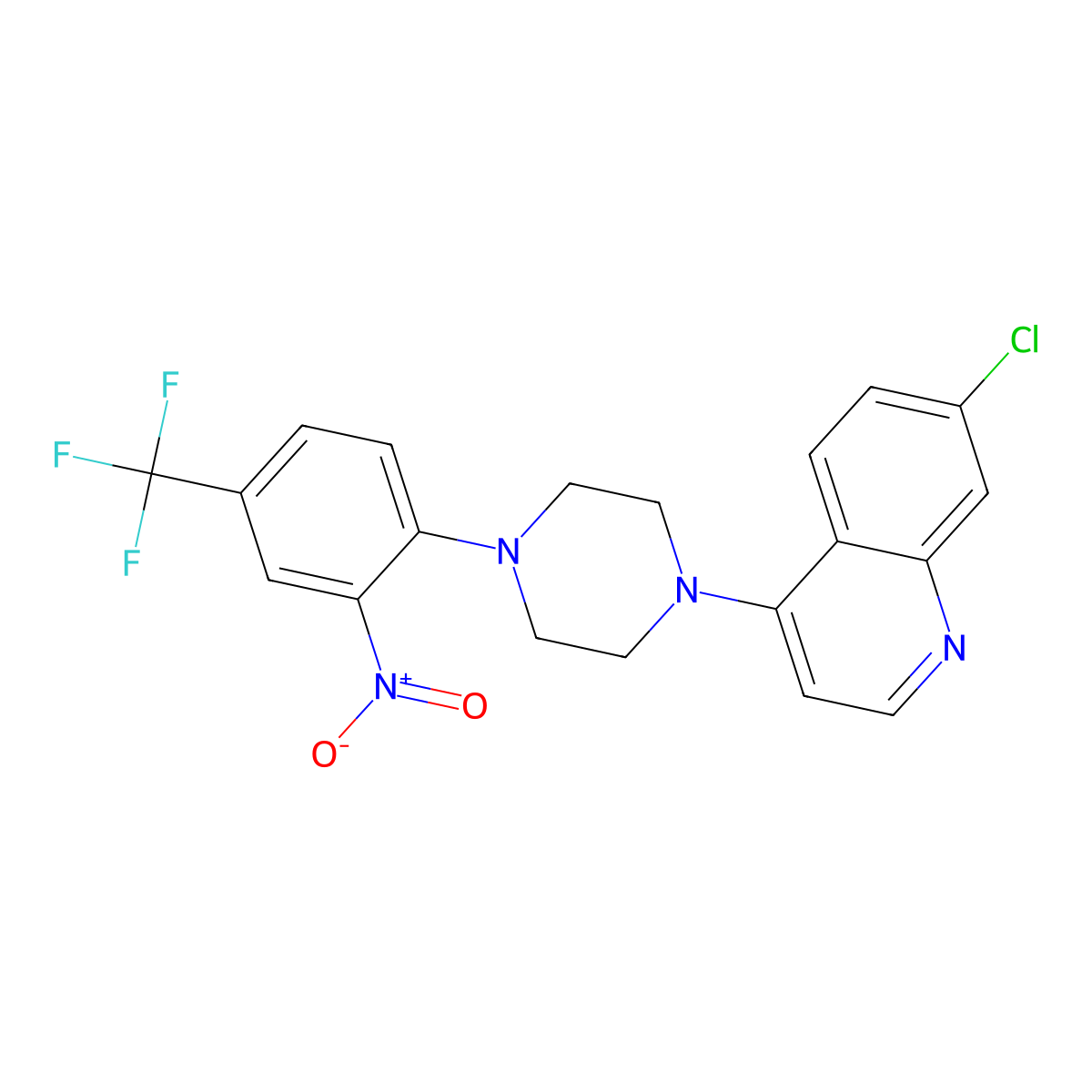 7-Chloro-4-[4-[2-nitro-4-(trifluoromethyl)phenyl]piperazin-1-yl]quinoline molecular structure, CAS 714279-41-1