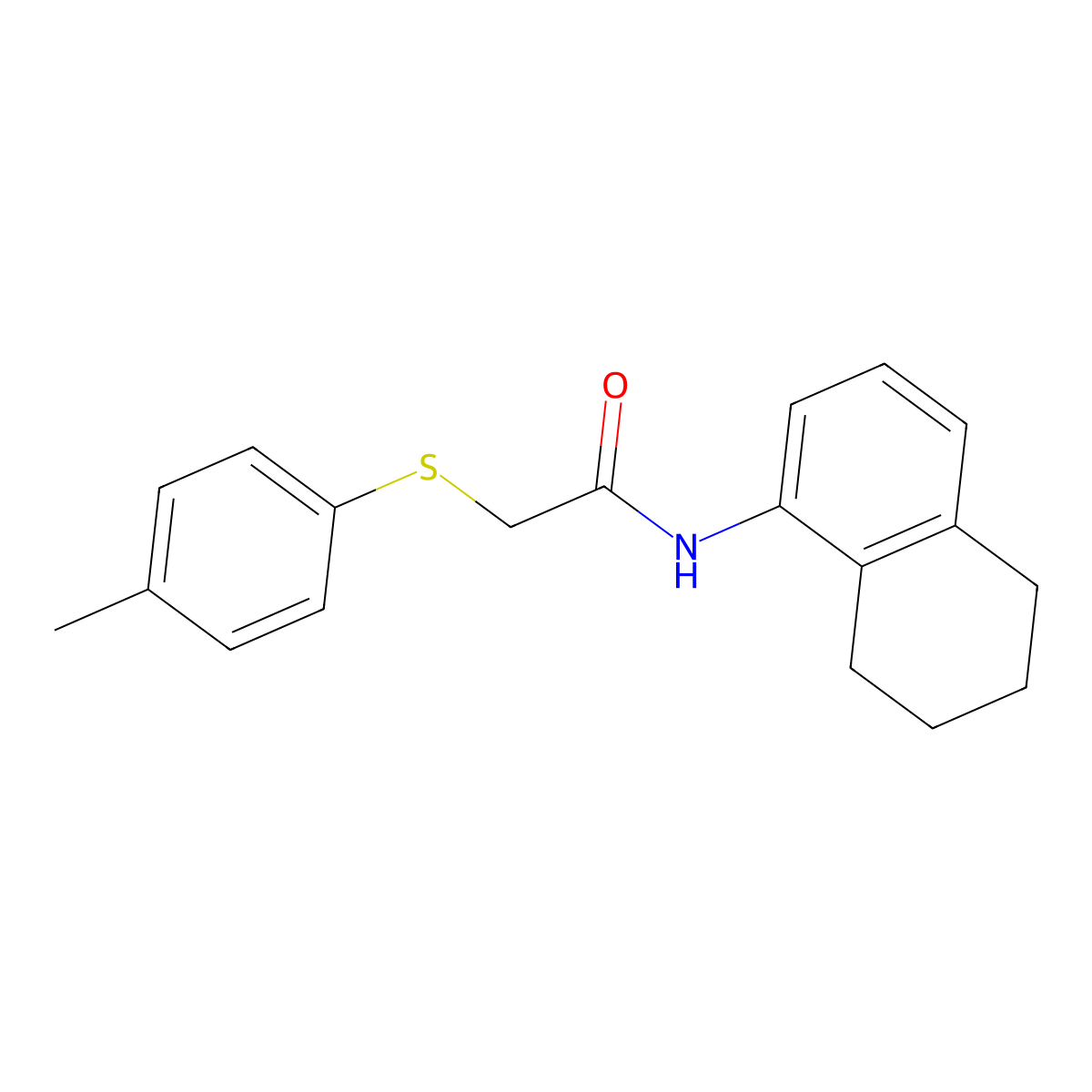 2-(4-methylphenyl)sulfanyl-N-(5,6,7,8-tetrahydronaphthalen-1-yl)acetamide molecular structure, CAS 714279-46-6