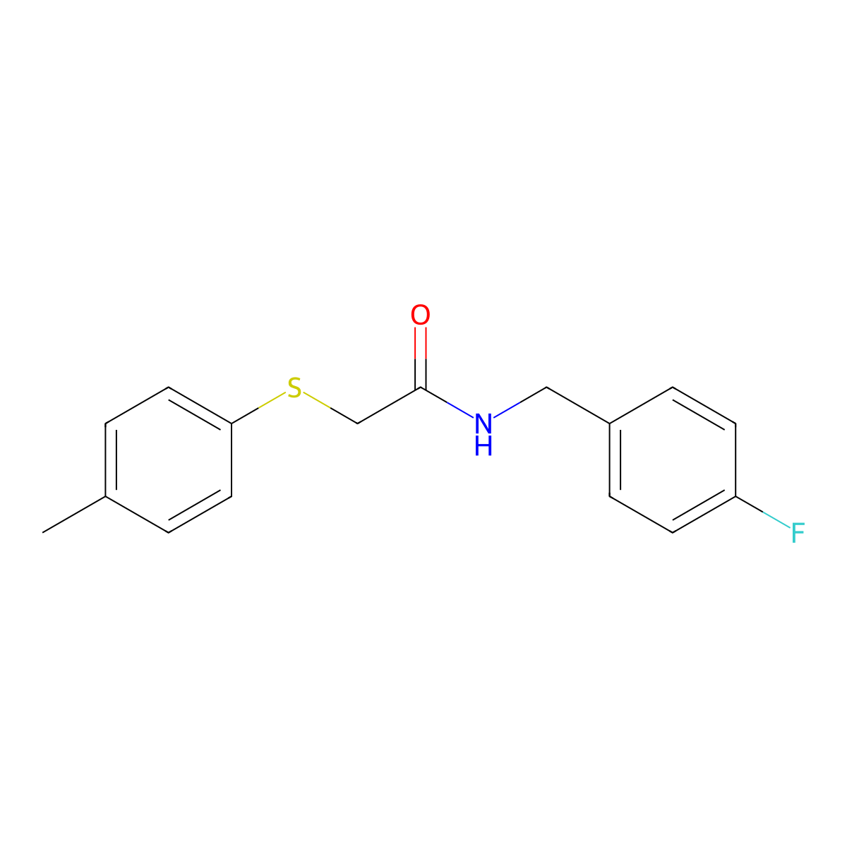 N-[(4-fluorophenyl)methyl]-2-(4-methylphenyl)sulfanylacetamide molecular structure, CAS 714279-49-9