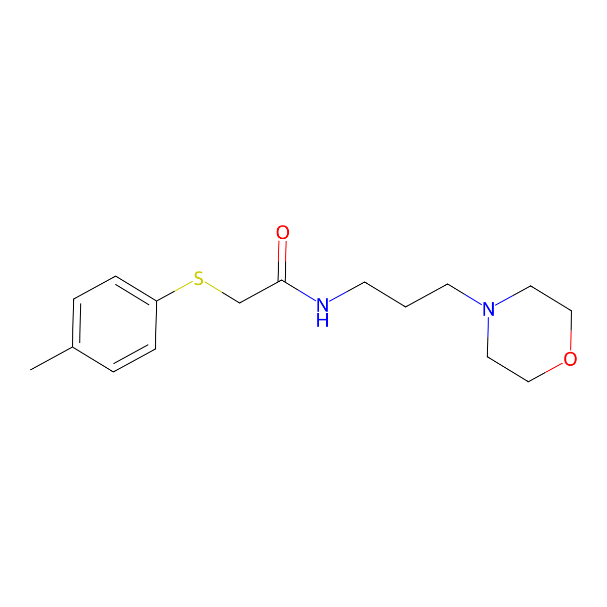 2-(4-methylphenyl)sulfanyl-N-(3-morpholin-4-ylpropyl)acetamide molecular structure, CAS 714279-50-2