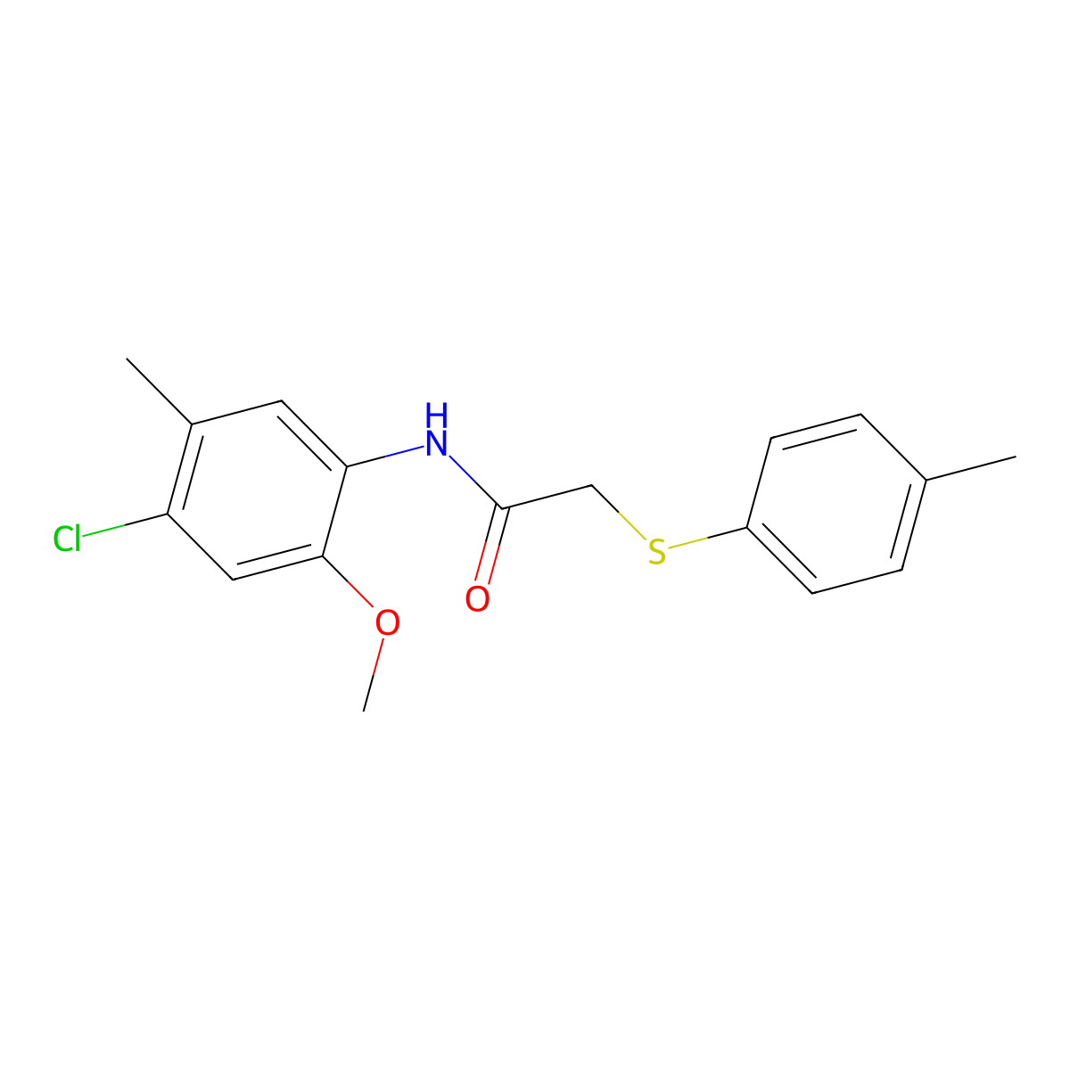 N-(4-chloro-2-methoxy-5-methylphenyl)-2-(4-methylphenyl)sulfanylacetamide molecular structure, CAS 714279-60-4