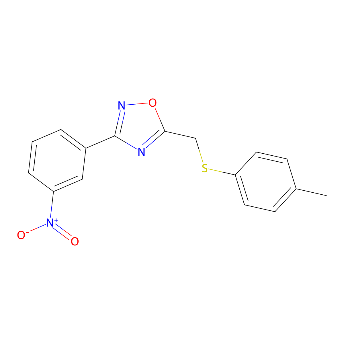 5-[(4-Methylphenyl)sulfanylmethyl]-3-(3-nitrophenyl)-1,2,4-oxadiazole molecular structure, CAS 714279-76-2