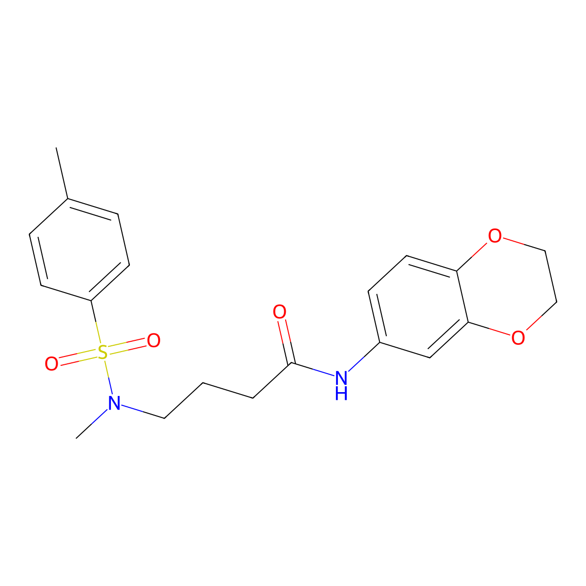 N-(2,3-dihydro-1,4-benzodioxin-6-yl)-4-[methyl-(4-methylphenyl)sulfonylamino]butanamide molecular structure, CAS 714279-81-9