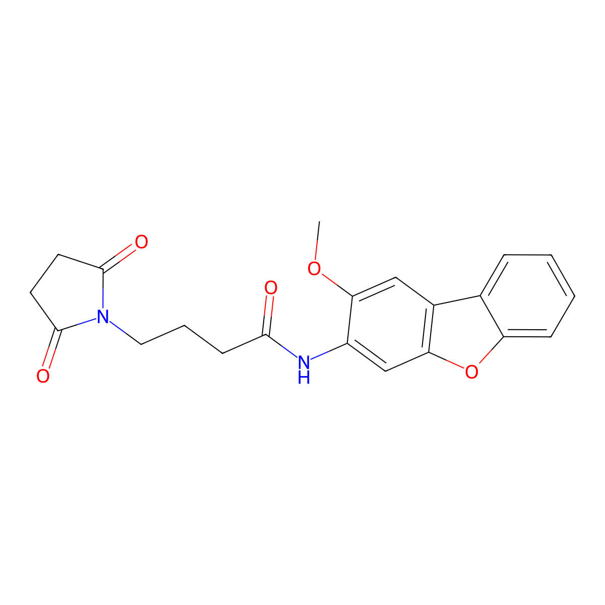 4-(2,5-dioxopyrrolidin-1-yl)-N-(2-methoxydibenzofuran-3-yl)butanamide molecular structure, CAS 714279-93-3