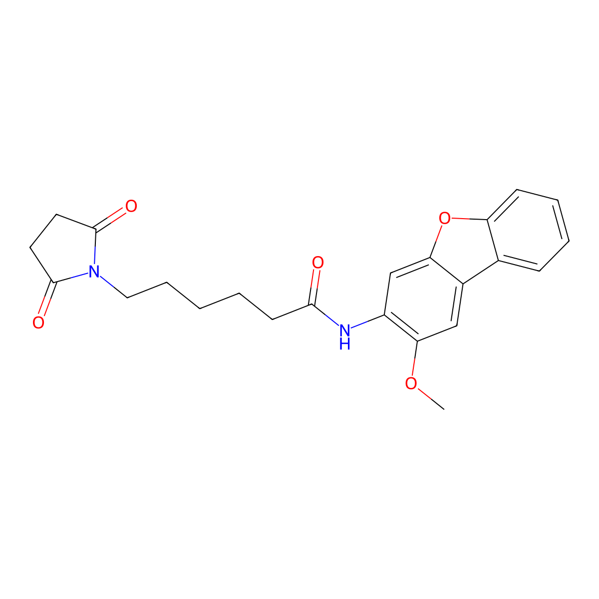 6-(2,5-dioxopyrrolidin-1-yl)-N-(2-methoxydibenzofuran-3-yl)hexanamide molecular structure, CAS 714280-00-9